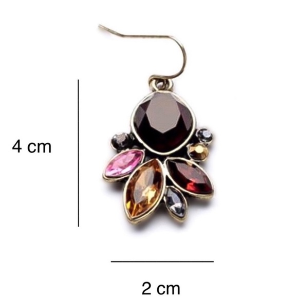 Antiqued Gold Ruby & Accent Crystals Drop Earrings - Picture 8 of 8